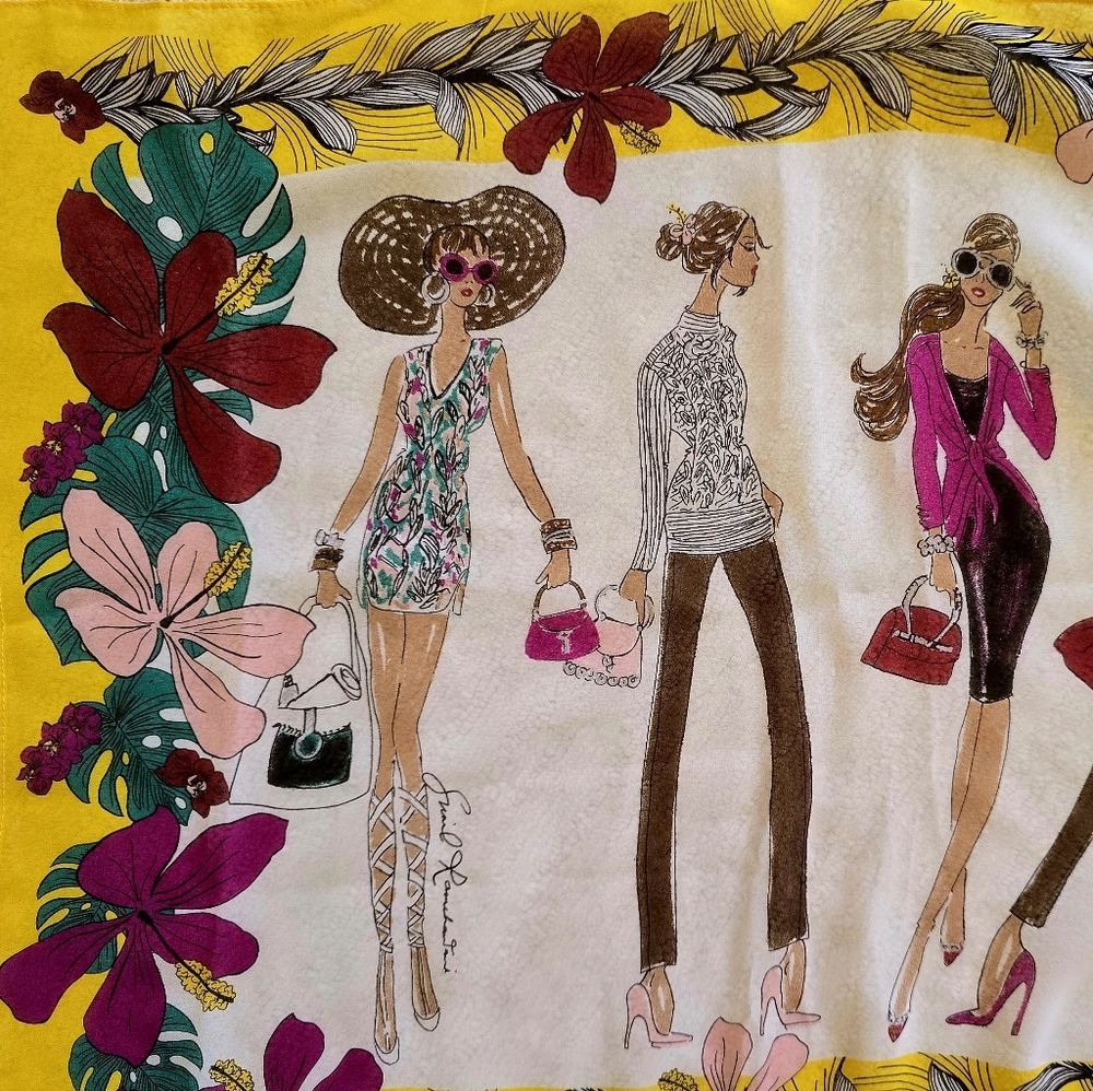 Playful JOCKEY Person to Person Fashionista Runway Sketches Sheer Oblong Scarf - Picture 5 of 5